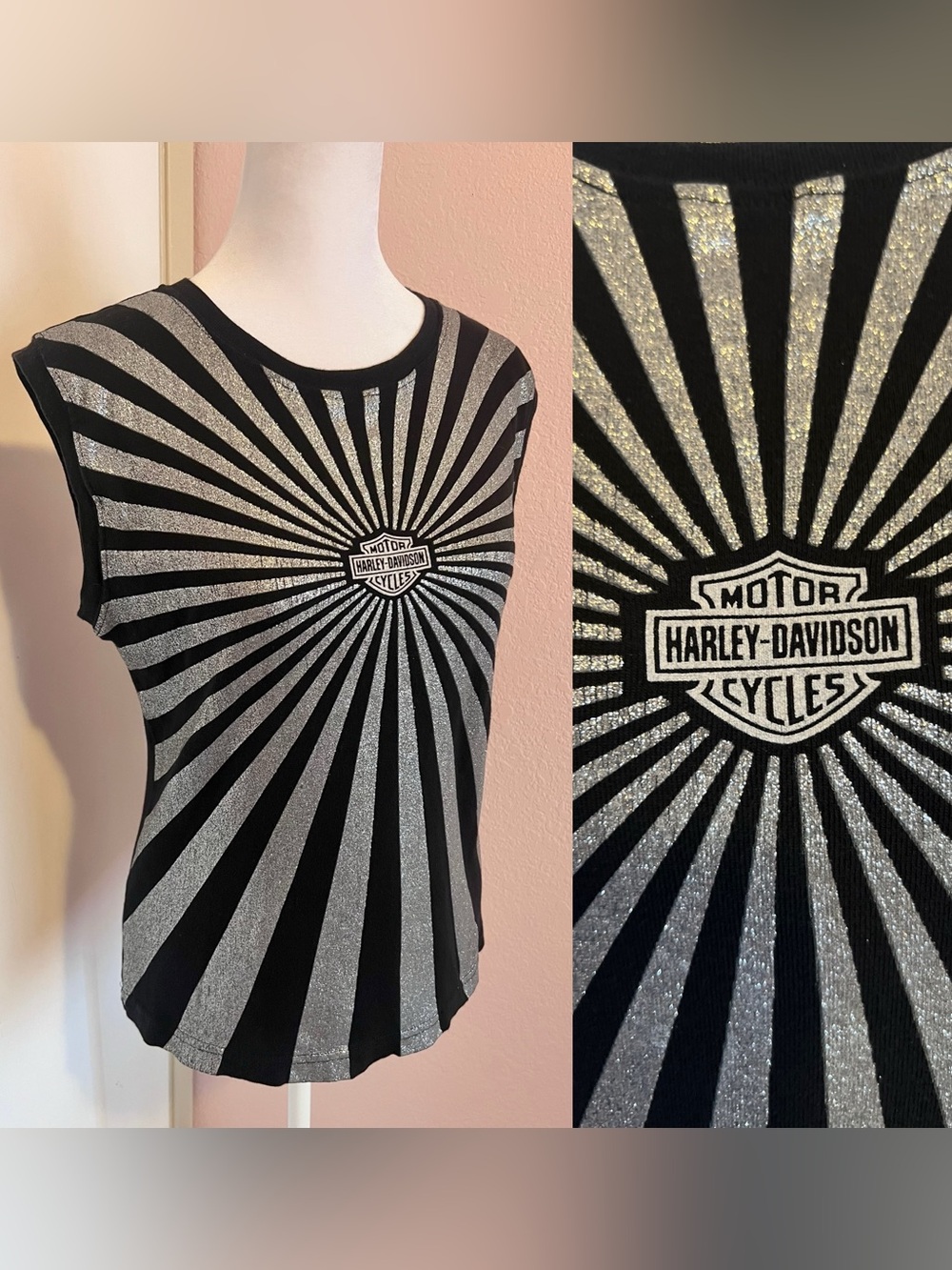 Vintage Harley-Davidson Black & Silver Radiant Tank Top Muscle Tee
